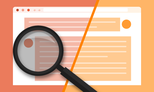 Magnifying glass comparing two conversations in a split browser window