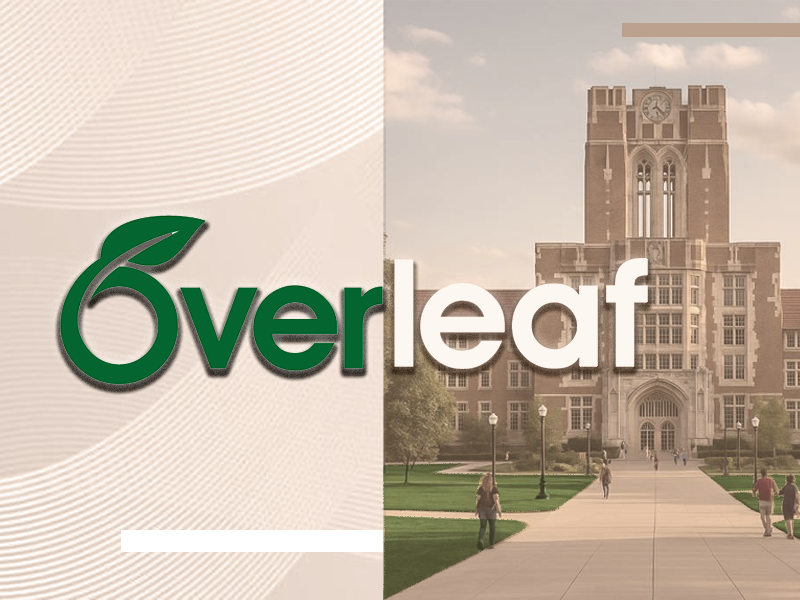 Overleaf logo in front of Ayres Hall