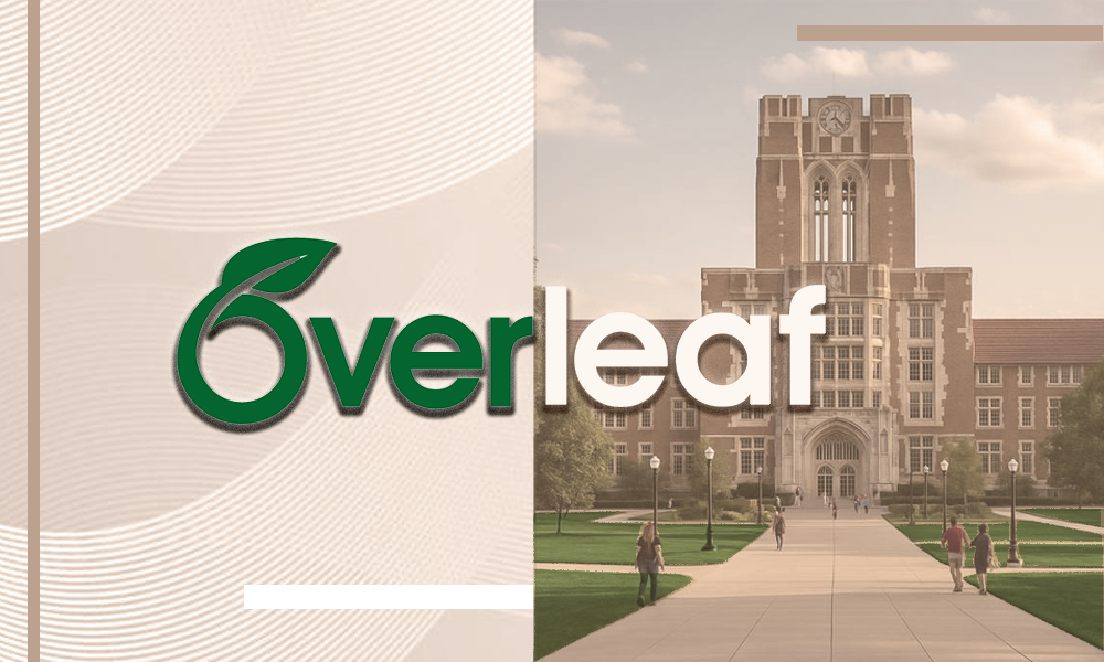 Overleaf logo in front of Ayres Hall