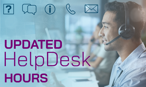 Updated HelpDesk Hours text with photograph of staff at a call center photograph.