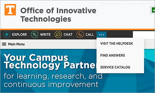OIT Website, highlighting Chat, Phone, Online