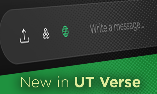 New in UT Verse, text entry field displaying a new world icon.
